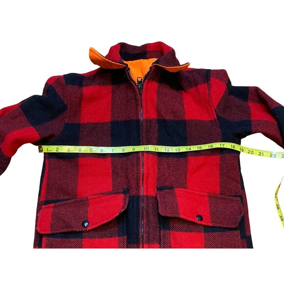 Vintage 80s/90s L.L. Bean Mens Buffalo Plaid Reversible Orange Wool Hunting Chor - Picture 7 of 11